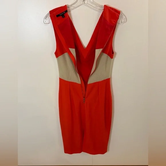 RACHEL Rachel Roy Red Midi Dress with Beige Accents - Picture 5 of 5